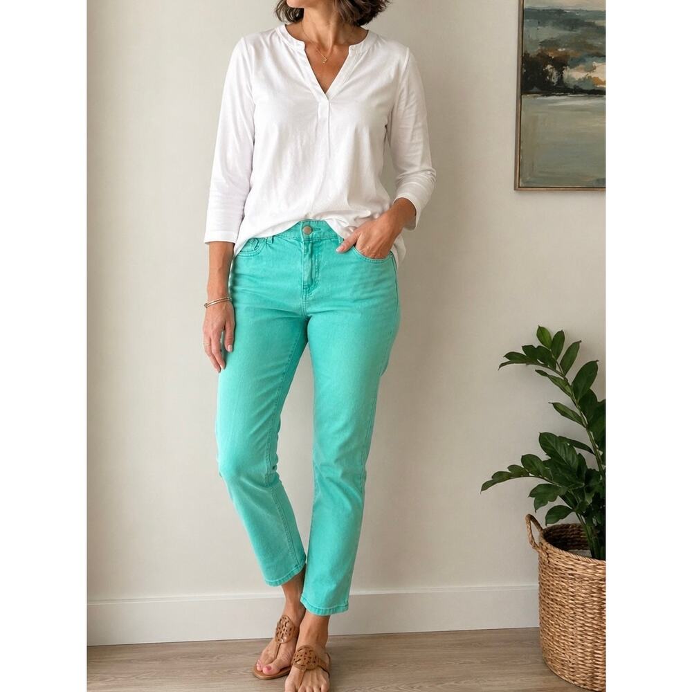 Chico's Platinum Women's Aqua Turquoise Stretch Jeans Size 00 (US 0)